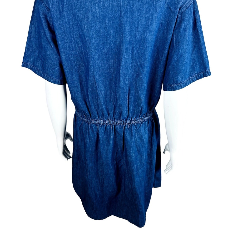 Studio West Womans Dress Sz Small Solid Shirt Dress Short Sleeve Chambray Blue - Picture 8 of 8